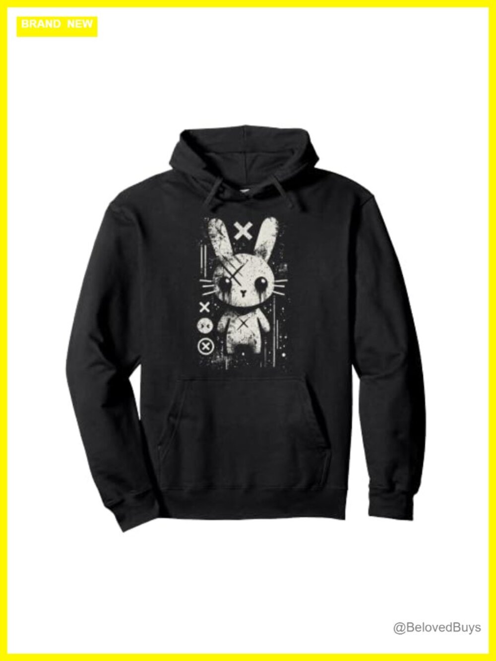 Goth Bunny Graphic Pullover Hoodie